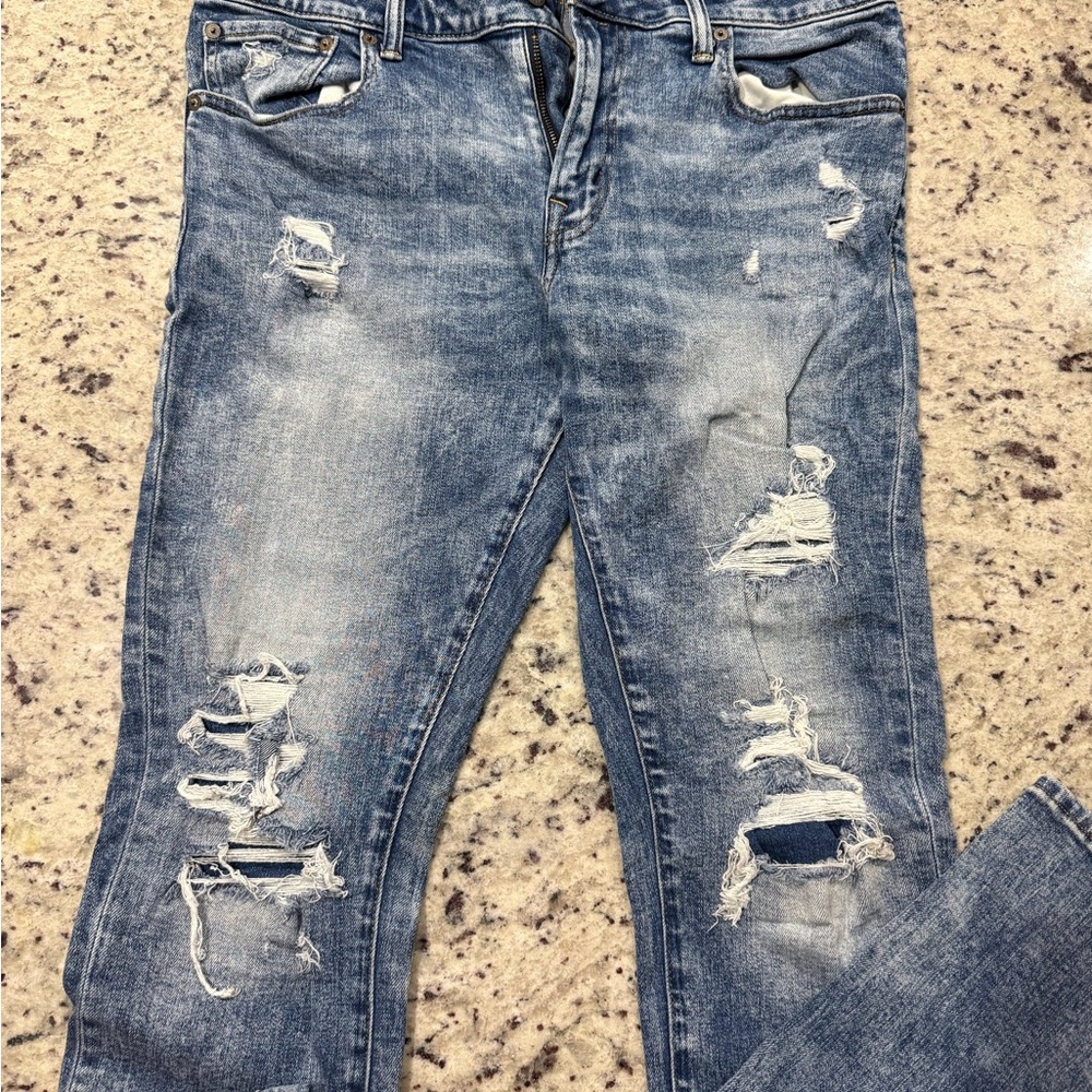 American Eagle Outfitters Distressed Light Blue Skinny Jeans